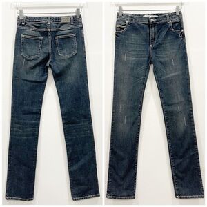 Duo Duo Piastrina Straight Leg Denim Distressed Jeans Size 14 Made In Italy